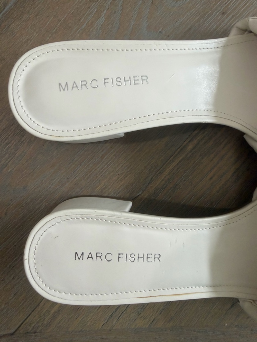 Marc Fisher Woven Slide Sandals 
White Block Heel, Size 9 - Picture 2 of 8